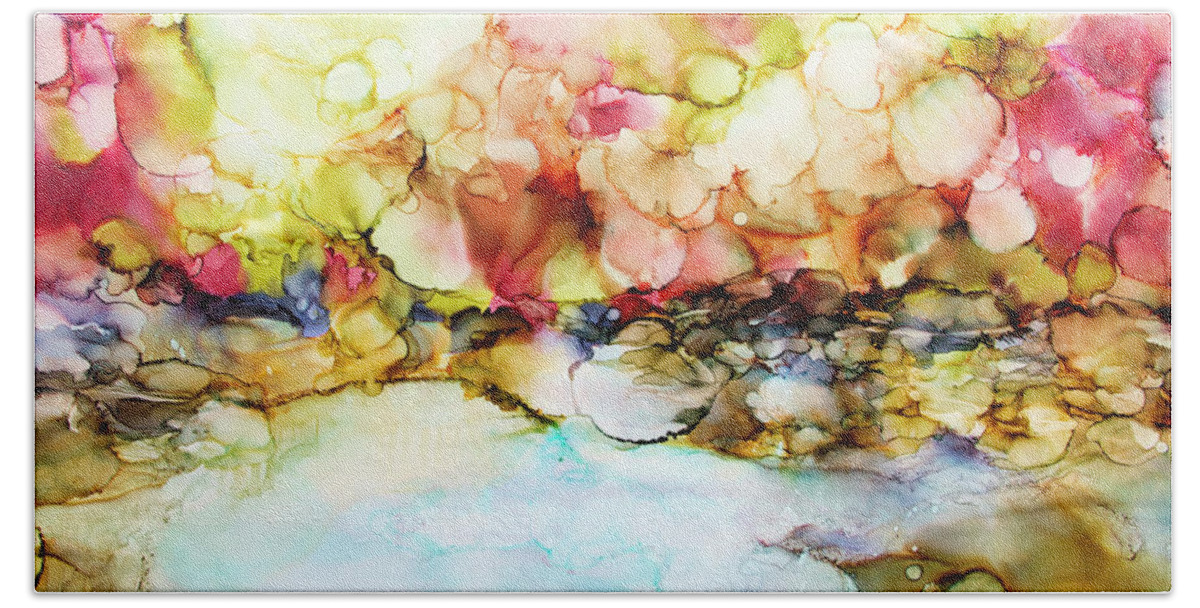 Alcohol Ink Hand Towel featuring the painting Colorful Morning by Katrina Nixon