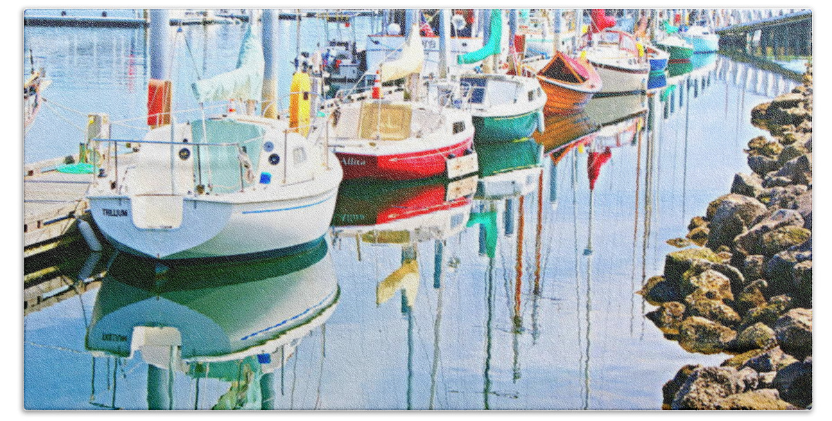 Sailboats Bath Towel featuring the photograph Colorful Sailboats by Bill TALICH
