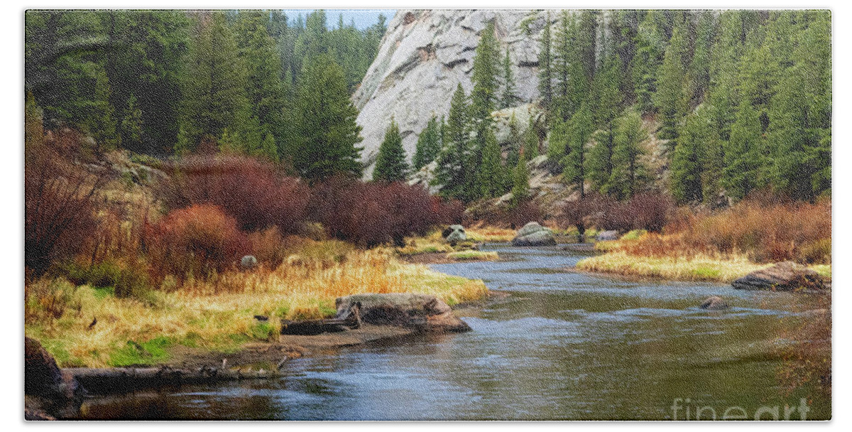 Eleven Mile Canyon Hand Towel featuring the photograph Colorful South Platte River by Steven Krull