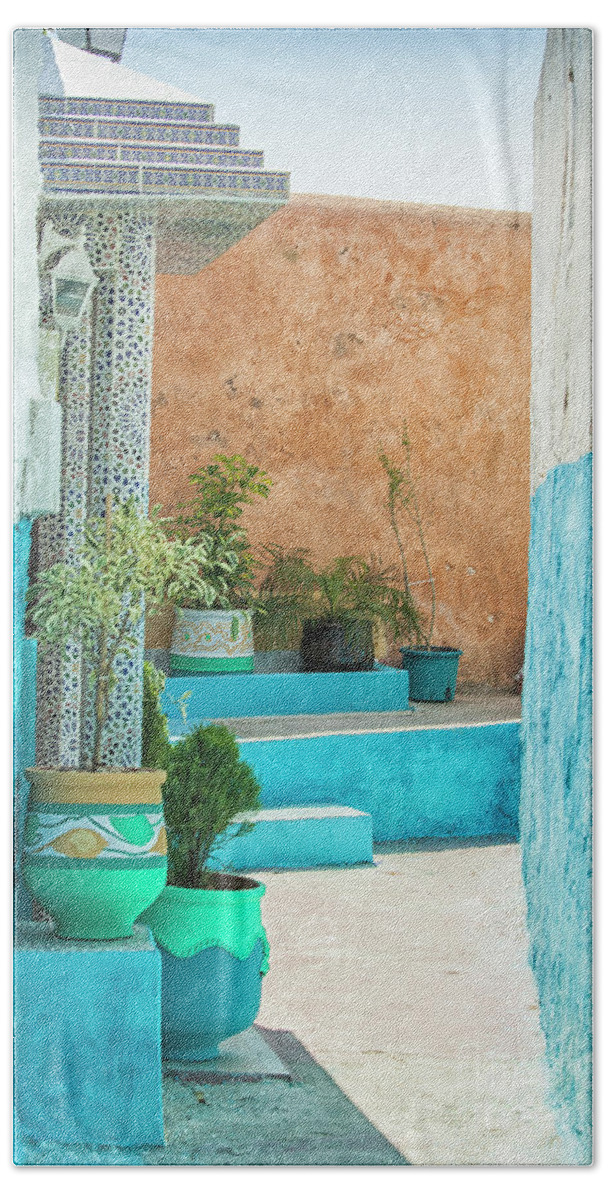 Morocco Hand Towel featuring the photograph Colorful street by Patricia Hofmeester