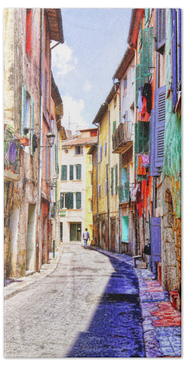 Old Walls Bath Towel featuring the photograph Colors of Provence, France by Tatiana Travelways