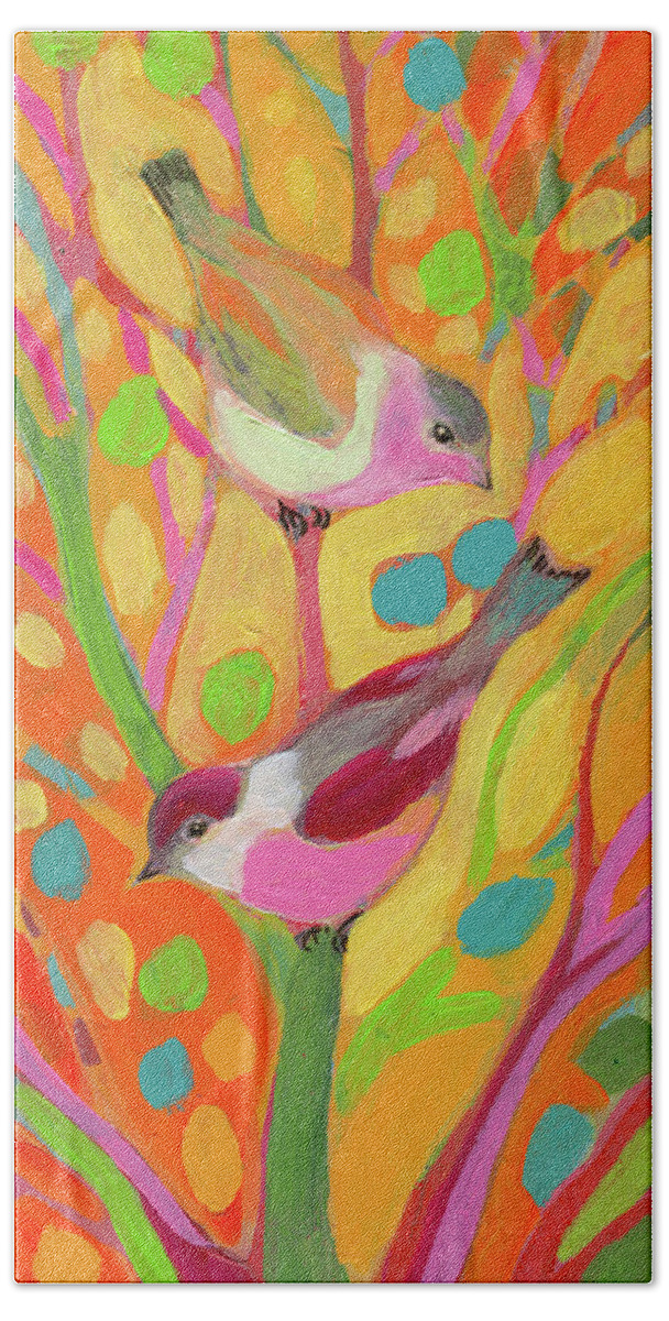 Bird Hand Towel featuring the painting Comfort No. 3 by Jennifer Lommers