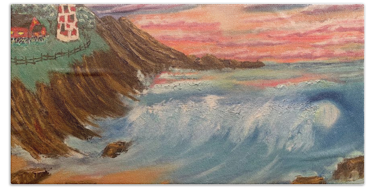 Ocean Hand Towel featuring the painting Coming Out of the Storm by Lisa White