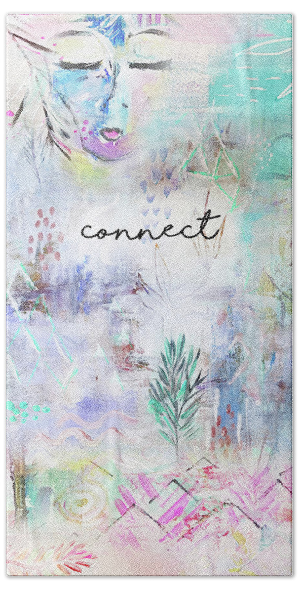 Connect Hand Towel featuring the mixed media Connect by Claudia Schoen