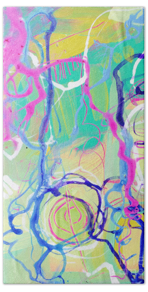 Contemporary Decor Bath Towel featuring the painting Contemporary Abstract - Crossing Paths No. 2 - Modern Artwork Painting No. 4 by Patricia Awapara