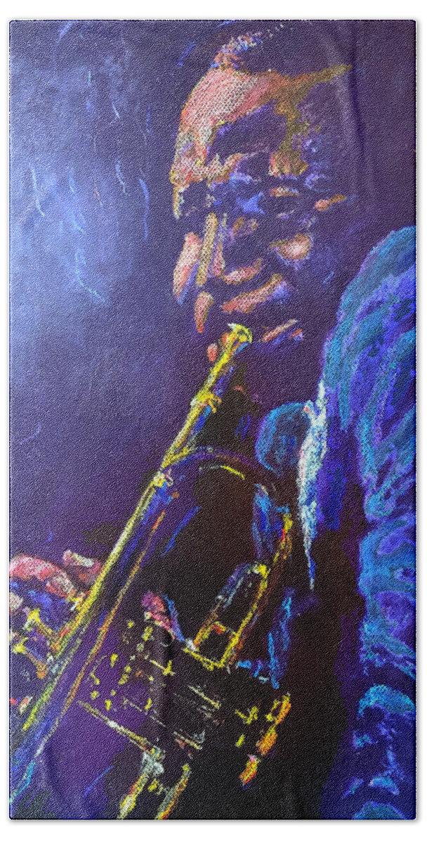 Cootie Williams Jazz Trumpet Blues R&b Duke Ellington Hand Towel featuring the pastel Cootie Williams by John Bohn