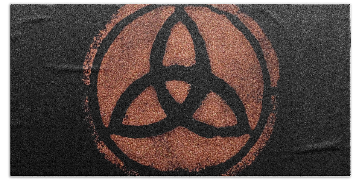 Copper Bath Towel featuring the painting Copper Triquetra by Vicki Noble