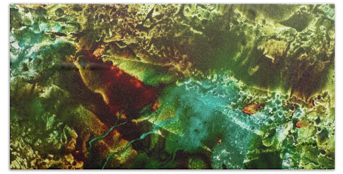 Gritscript Bath Towel featuring the painting Coral Study #3 by Lesli Bonanni