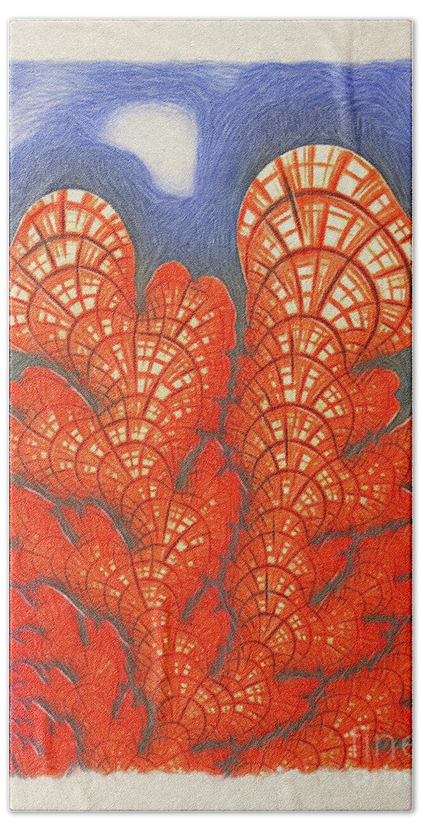 Interior Bath Towel featuring the painting Coral by Esoterica Art Agency
