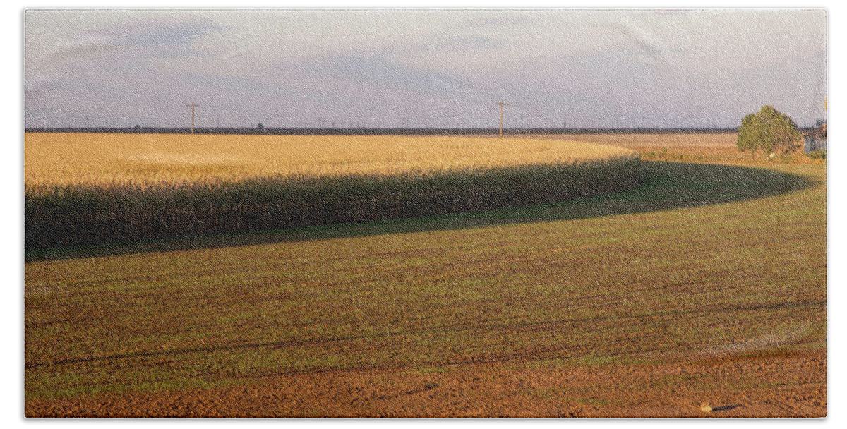 Corn Bath Towel featuring the photograph Corn Circle near Sunset by Steve Templeton