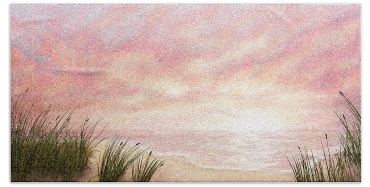 Seascape Hand Towel featuring the digital art Cornish Sunset by Rachel Emmett