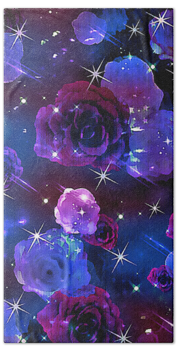 Cosmic Bath Towel featuring the digital art Cosmic Midnight by BelleAme Sommers