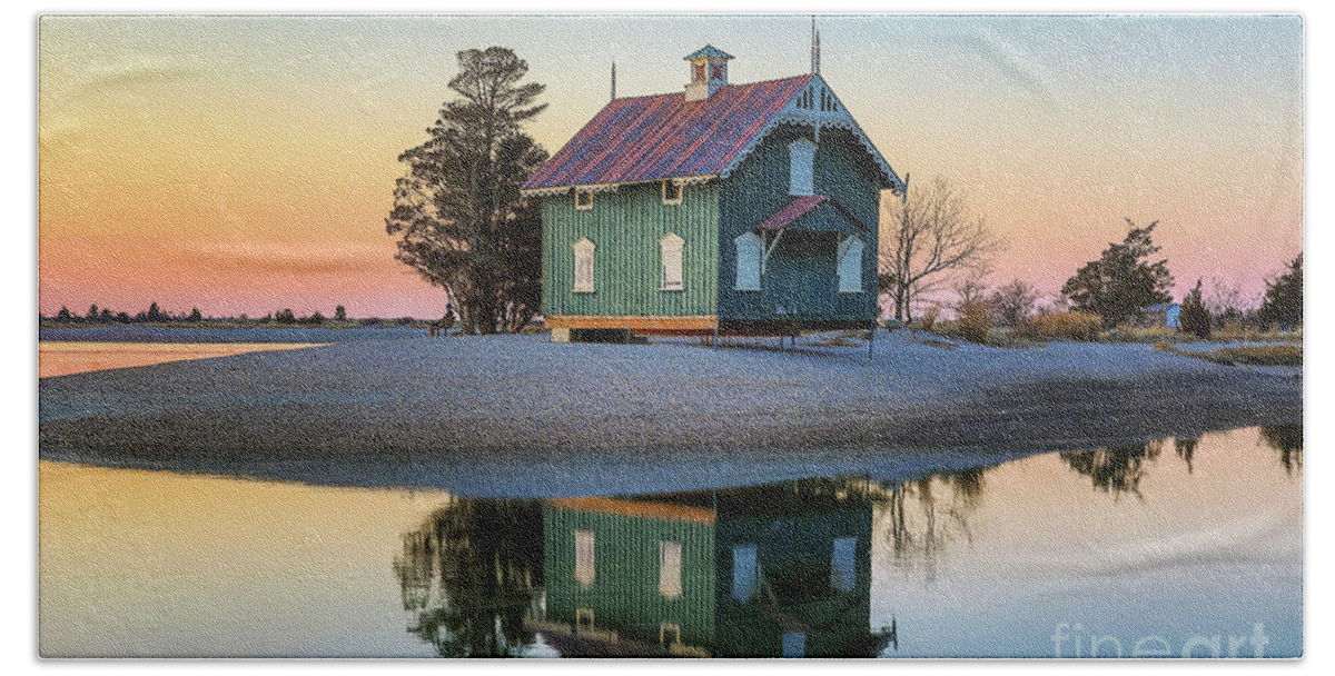 Cottage Hand Towel featuring the photograph Cottage in Calm Waters by Sean Mills