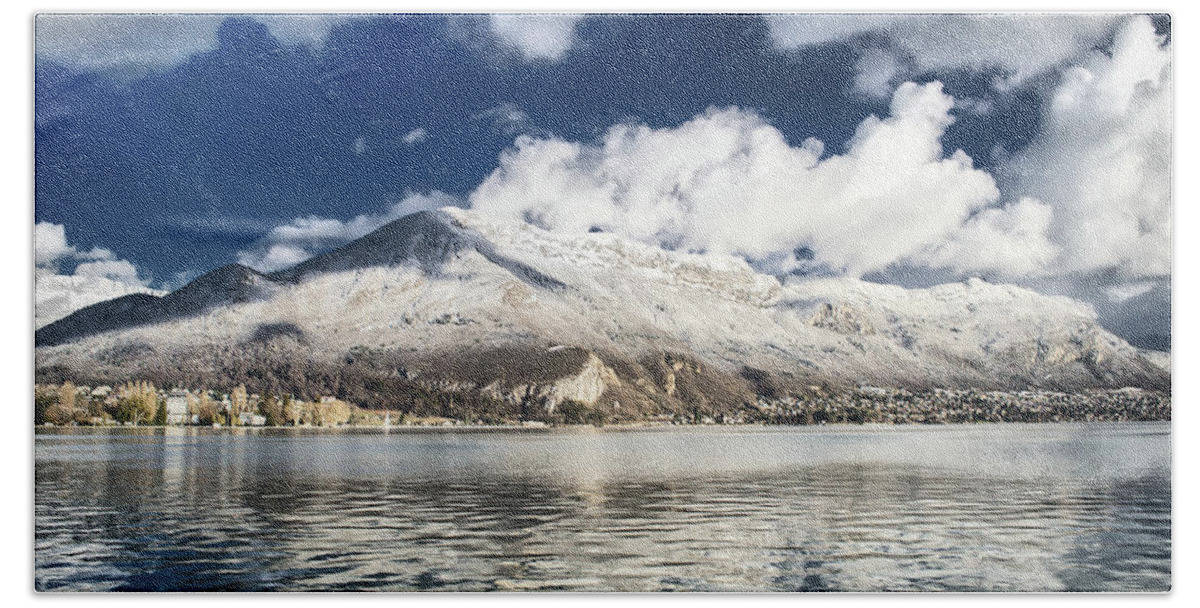 Mountain Hand Towel featuring the photograph Clouds over Annecy by Steven Nelson