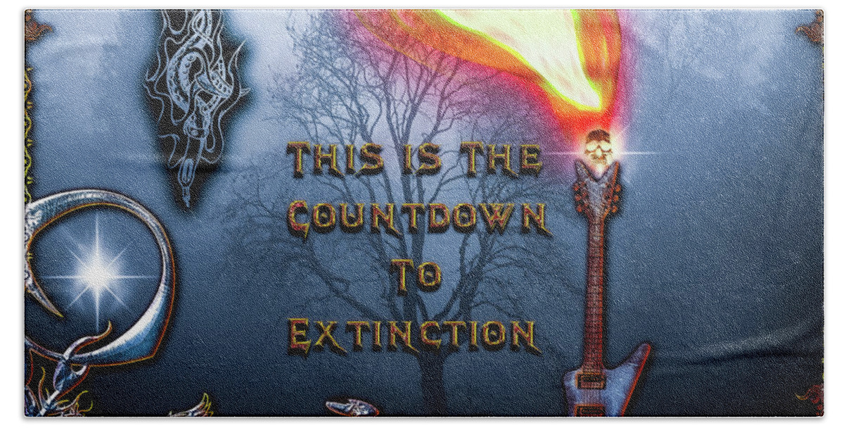 Speakers Bath Towel featuring the digital art Countdown to Extinction by Michael Damiani