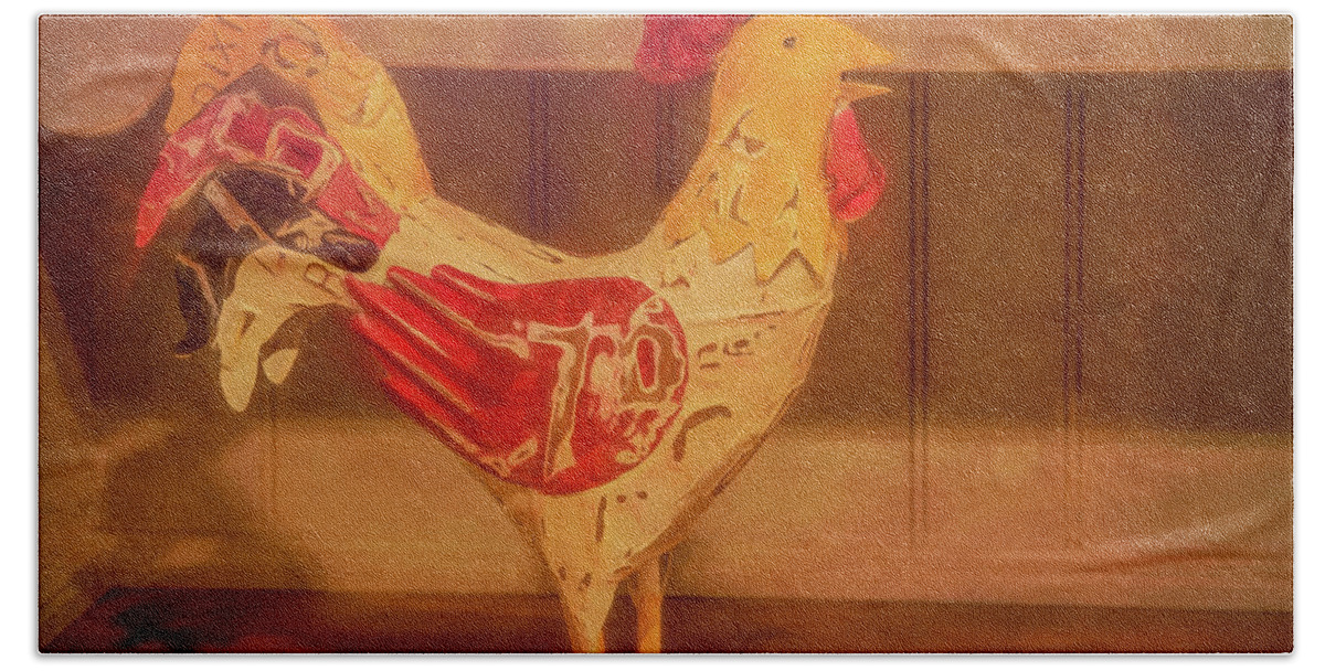 Rooster Hand Towel featuring the photograph Country Kitchen Critter by Marcy Wielfaert