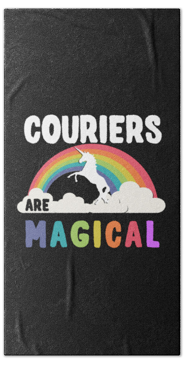 Funny Hand Towel featuring the digital art Couriers Are Magical by Flippin Sweet Gear