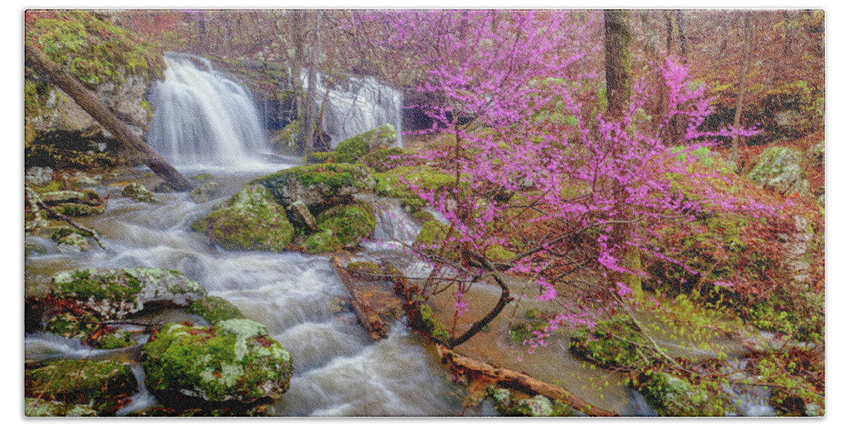 Waterfall Bath Towel featuring the photograph Cowards Hollow Shut-ins III by Robert Charity