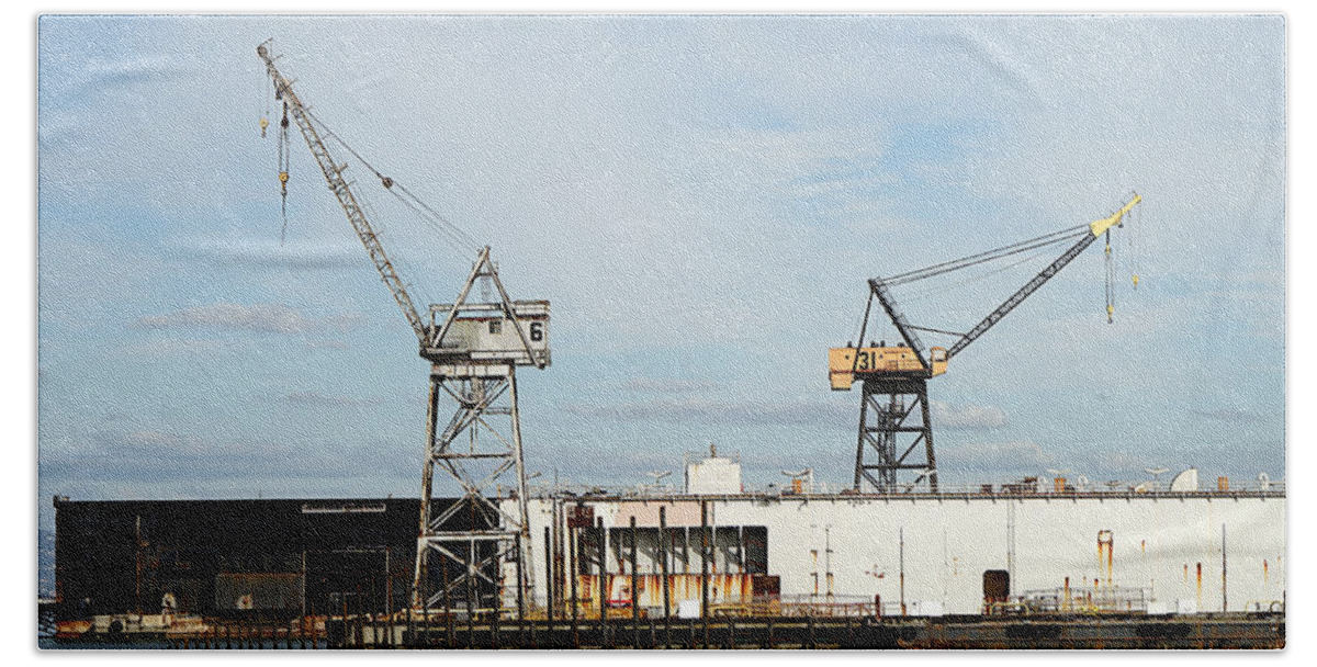 Richard Reeve Bath Towel featuring the photograph Cranes 6 and 31 by Richard Reeve