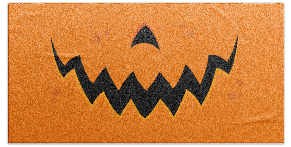 Pumpkin Hand Towel featuring the digital art Crazy Pumpkin Jack-O-Lantern Mouth by John Schwegel