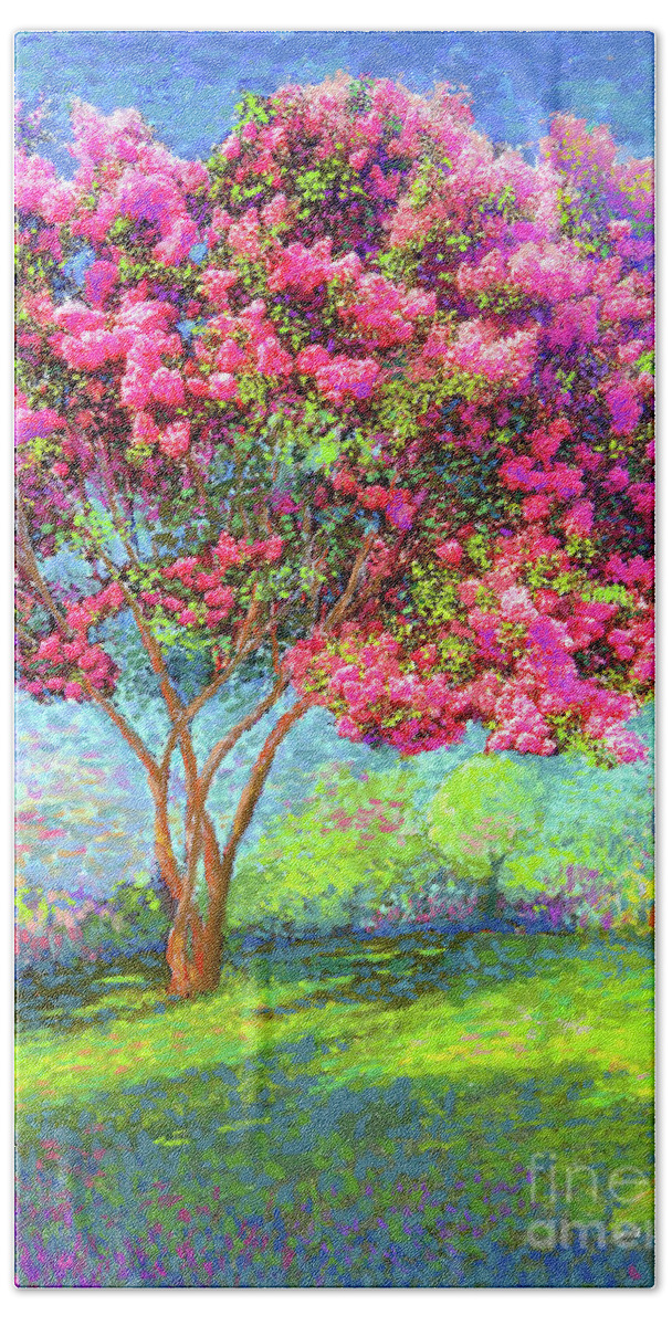 Landscape Hand Towel featuring the painting Crepe Myrtle Memories by Jane Small