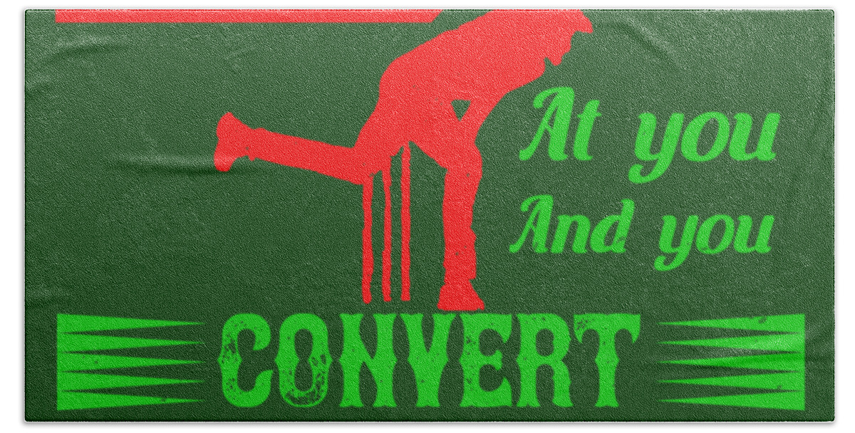 Cricket Hand Towel featuring the digital art Cricket Gift People Throw Stones At You And You Convert Them Into Milestones by Jeff Creation
