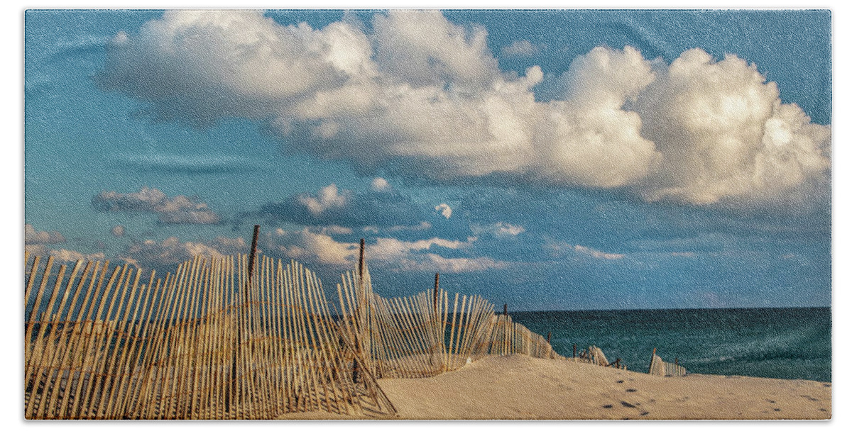 Beach Bath Towel featuring the photograph Crooked Fence by Cathy Kovarik