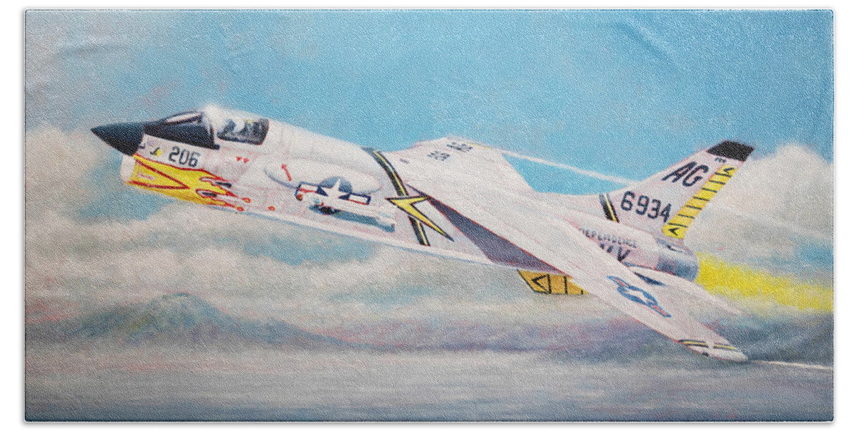 Aviation Bath Towel featuring the painting Crusader by Douglas Castleman