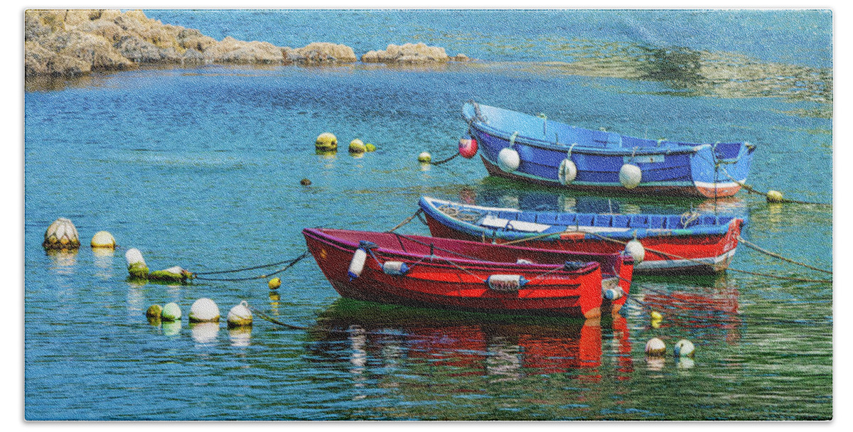 Fishing Boats Bath Towel featuring the photograph Cudillero Boats by Chris Lord