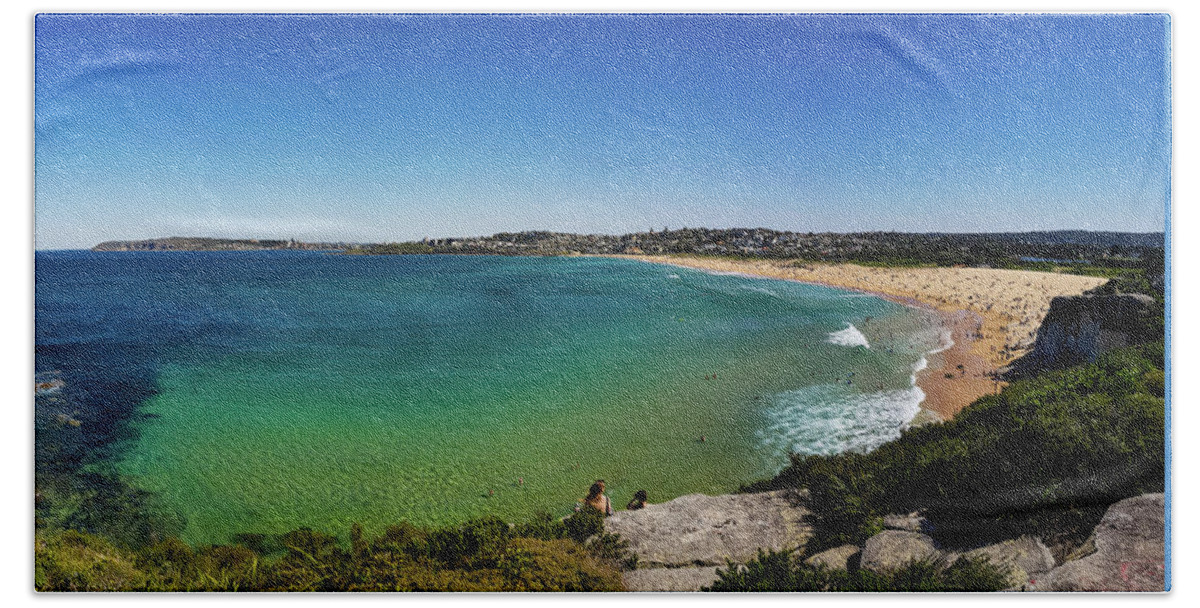 Summer Hand Towel featuring the photograph Curl Curl Beach Panorama No 5 by Andre Petrov
