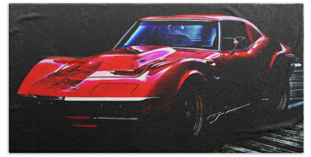 Car Bath Towel featuring the photograph Custom 70s Corvette by Bill Jonscher