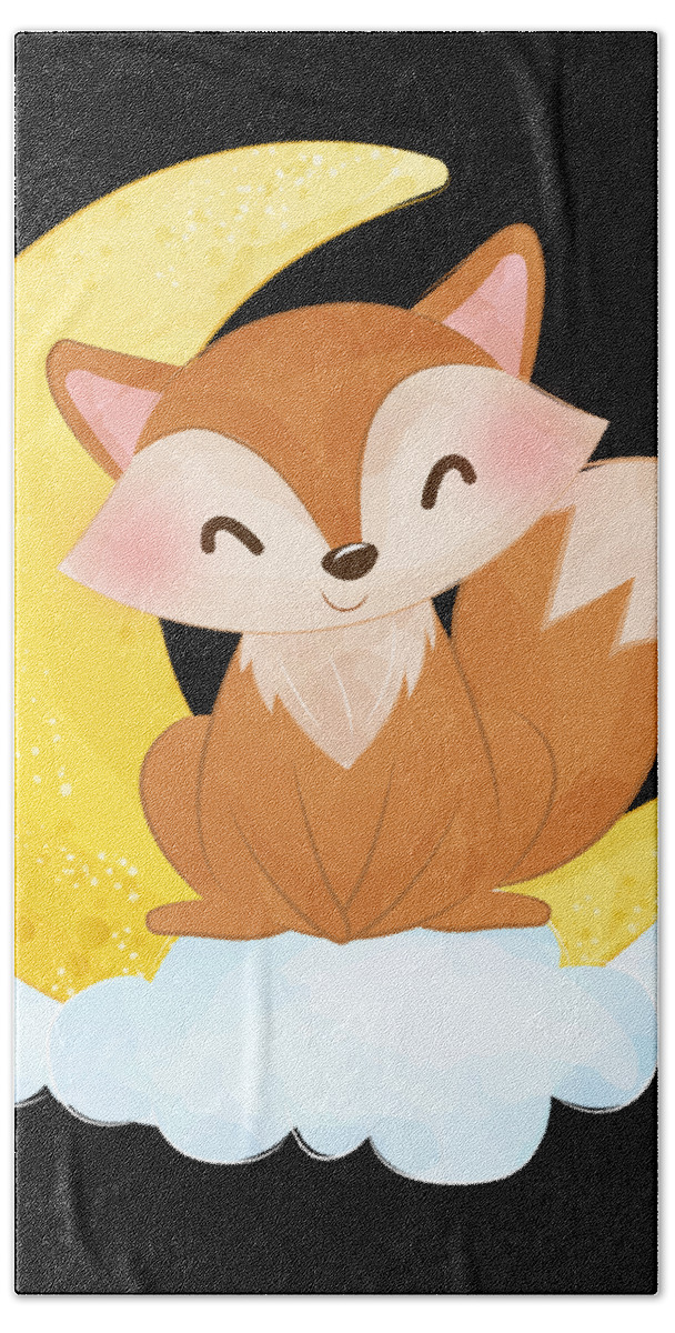 Cute cartoon fox with moon sleepy fox gifts Bath Towel by Norman W - Pixels