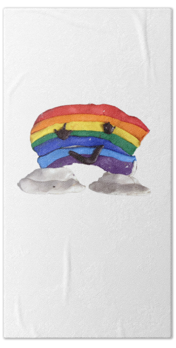 Rainbows Hand Towel featuring the digital art Cute Kawaii Rainbow Clay by Flippin Sweet Gear