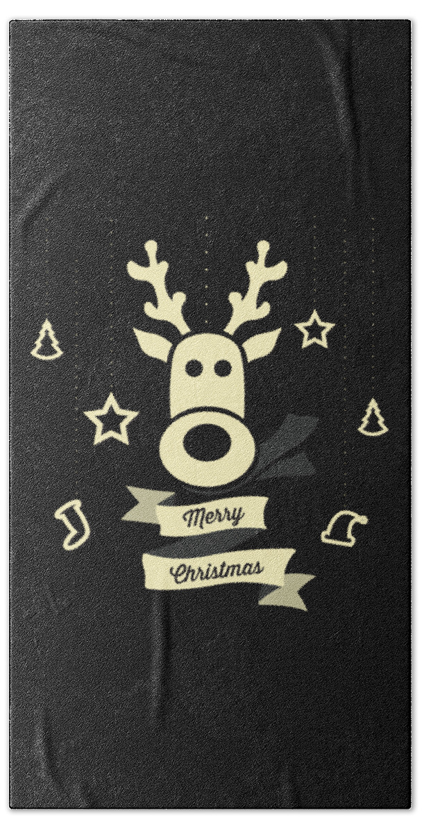 Christmas 2023 Hand Towel featuring the digital art Cute Reindeer Christmas by Flippin Sweet Gear