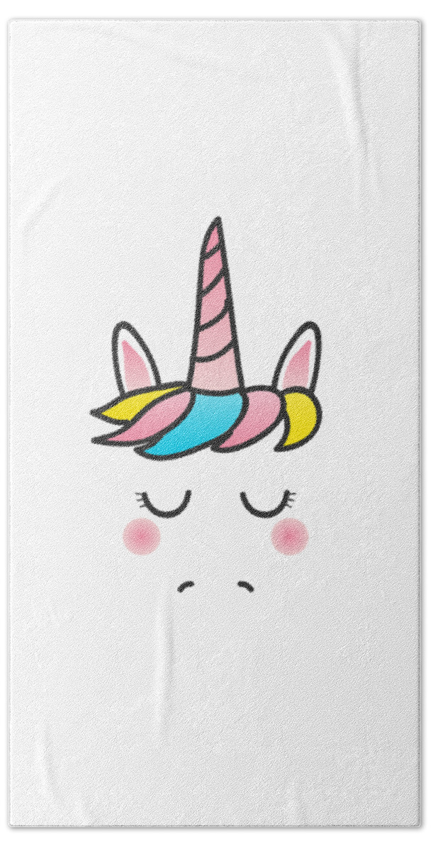 Cool Hand Towel featuring the digital art Cute Unicorn Face by Flippin Sweet Gear