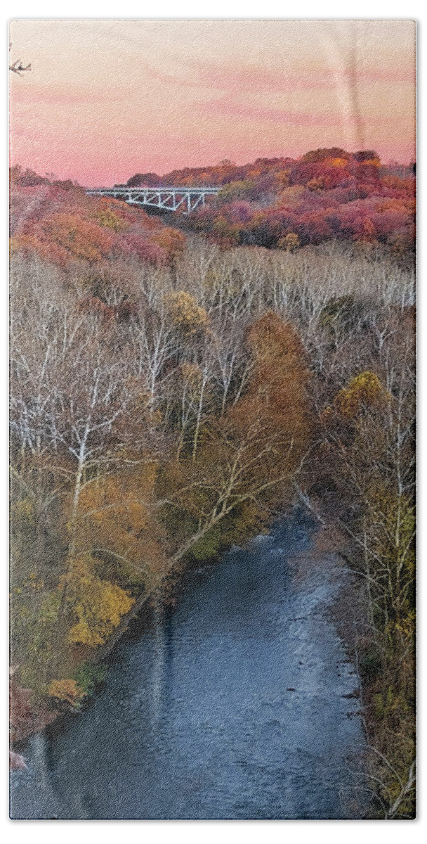 Ohio Landscape Hand Towel featuring the photograph Cuyahoga Valley in a Fall Evening by April Lu