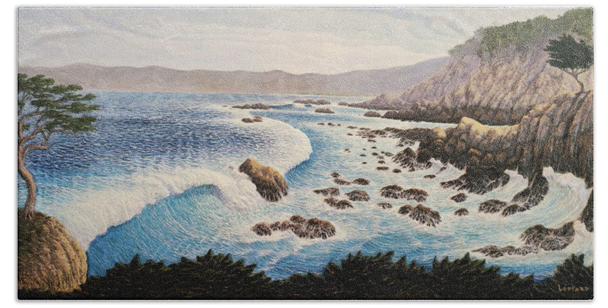 California Coast Hand Towel featuring the painting Cypress Cove by Nathan Ledyard