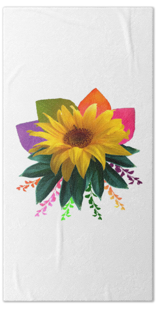 Daisy Hand Towel featuring the digital art Daisy Autumn Floral Bouquet by Delynn Addams