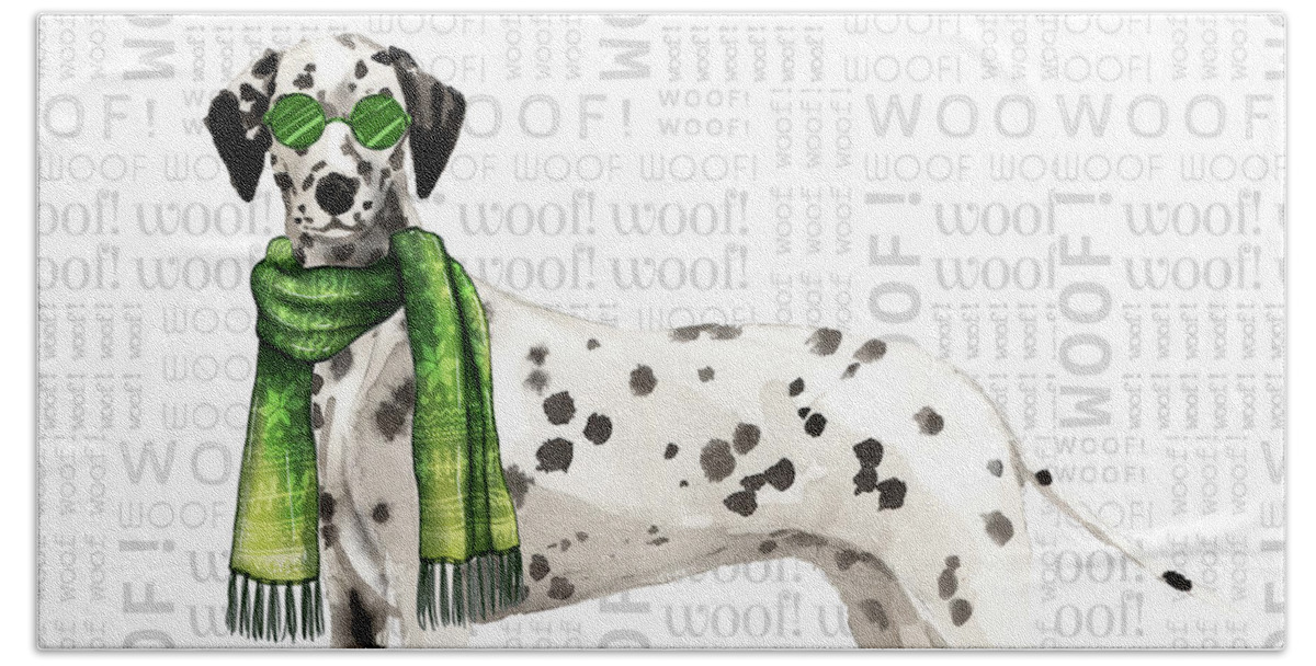 Dalmatian Hand Towel featuring the digital art Dalmatian Christmas Dog by Doreen Erhardt