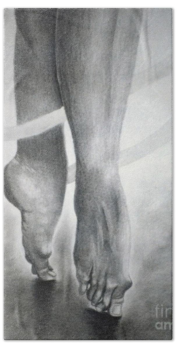 Dancer Bath Towel featuring the drawing Dancer's Feet by Pamela Henry