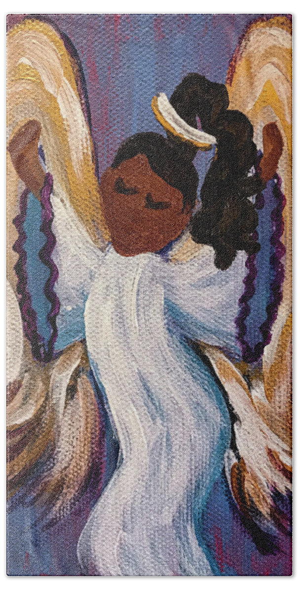 Paintings Bath Towel featuring the painting Dancing Angel II by Sherrell Rodgers