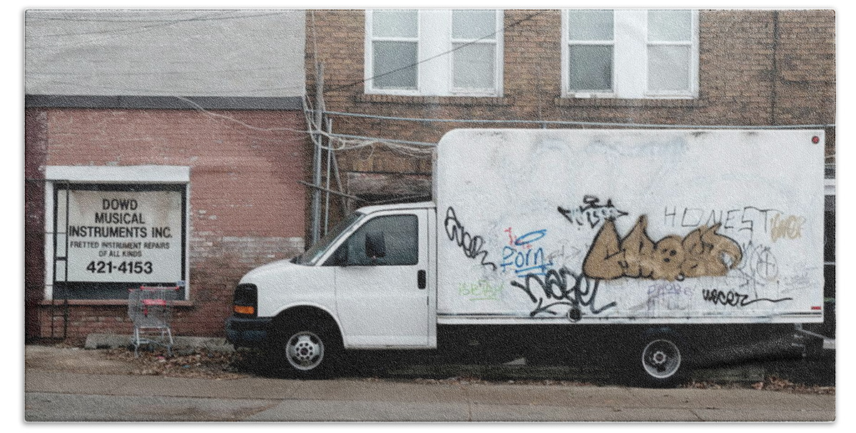 Urban Hand Towel featuring the photograph Danforth Truck by Kreddible Trout