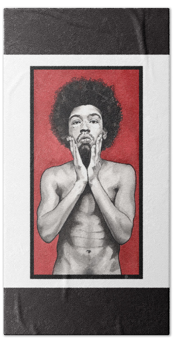Portrait Hand Towel featuring the painting Davis In Red-Full Length by Tiffany DiGiacomo