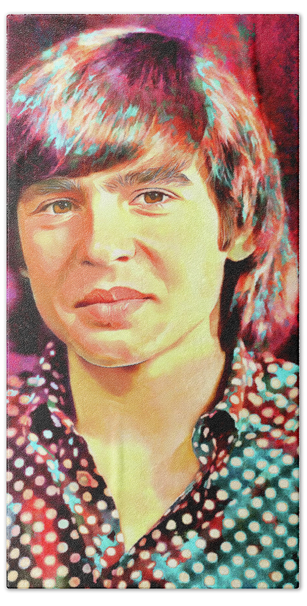 The Monkees Bath Towel featuring the mixed media Davy Jones Tribute Art Daydream Believer by The Rocker Chic