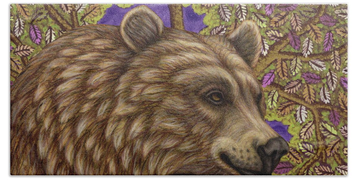 European Brown Bear Bath Towel featuring the painting Day Dreaming Brown Bear by Amy E Fraser