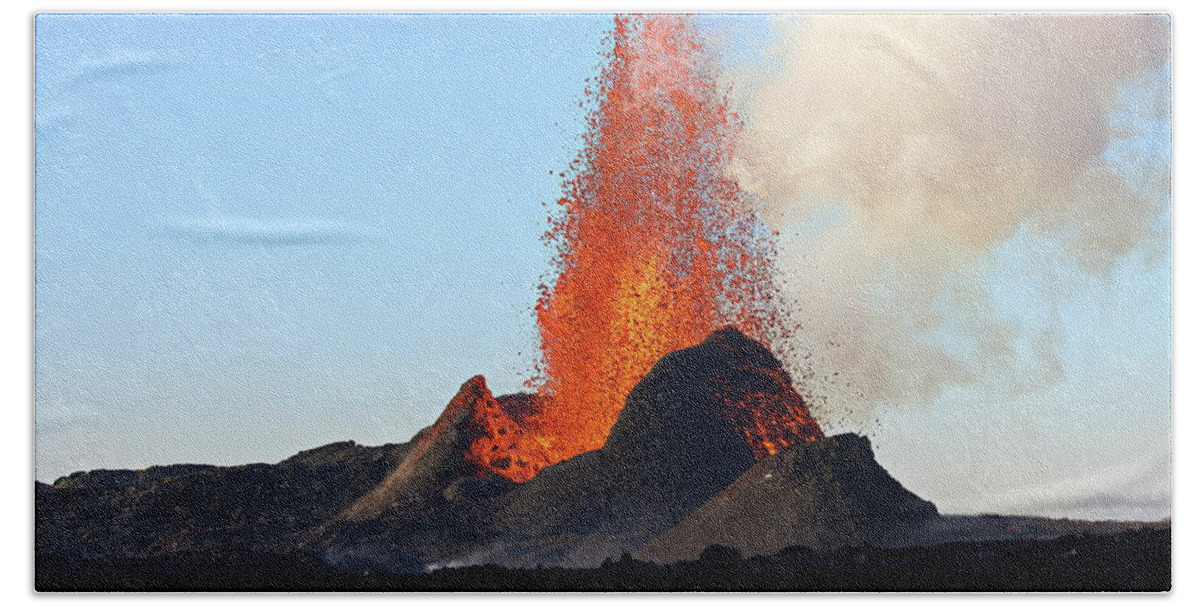 Volcano Hand Towel featuring the photograph Day of the volcano by Christopher Mathews