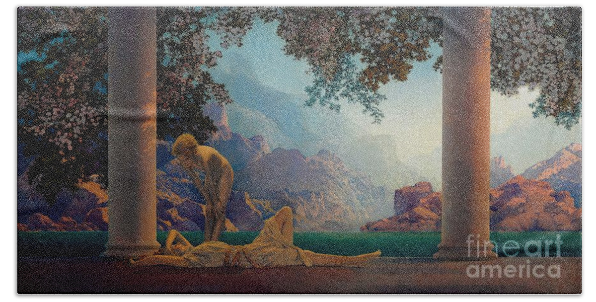 Daybreak 1922 Hand Towel featuring the painting Daybreak 1922 by Maxfield Parrish