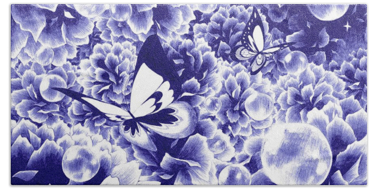 Butterflies Bath Towel featuring the drawing Dazzling by Alice Chen