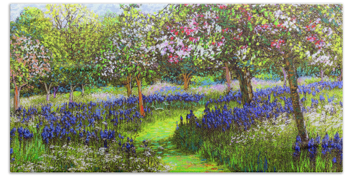 Landscape Hand Towel featuring the painting Dazzling Spring Day by Jane Small