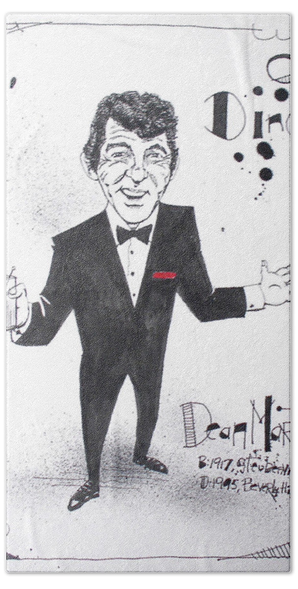  Bath Towel featuring the drawing Dean Martin by Phil Mckenney